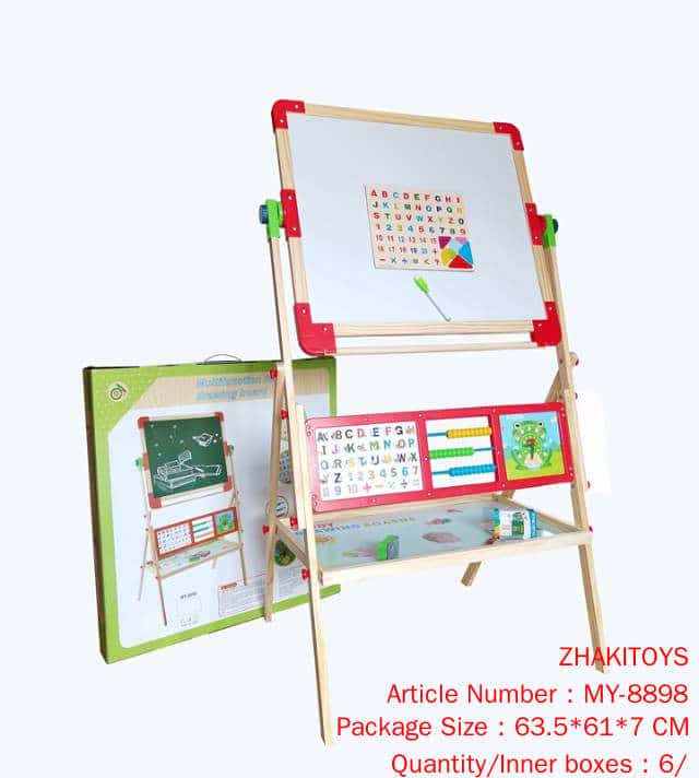 Wooden LEARNING BOARD Flip Easel Black and White Double Sided