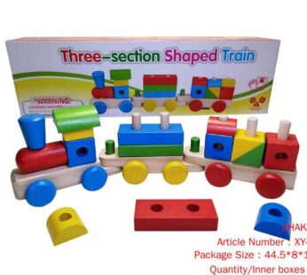 Wooden three-section train Bricks shape set column