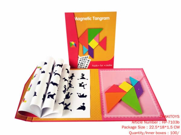 Wooden Tangram Magnetic PUZZLE GAME