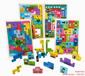 Wooden Tetris Theme Bricks PUZZLE GAME-4ASSTED