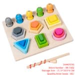 Wooden Six-Pillar Bricks & Fishing 2 IN 1