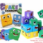 Wooden face changing MAGIC CUBE Bricks expression matching color box