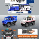 Friction Unimok police car/lights/music 3 buttons/can open the door