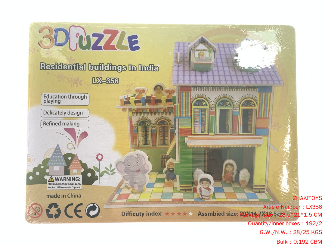 Heat Shrinkable Film Indian Style House 3D Puzzle 3 Heat Shrinkable Film Indian Style House 3D Puzzle