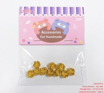 Home 24 Alloy Straight Hole Golden Rose Beads (10 PCs)