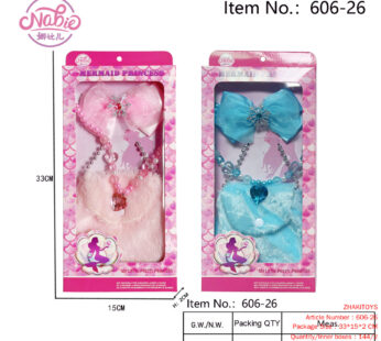 Barrettes Necklace Plush Bag Set