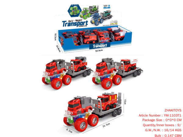 Colorful/Four-Wheel Drive/Double Inertia Stunt Fire Truck Drag Warrior Cartoon Fire Truck