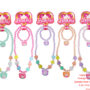 8mm Inner Color Bear Pendant Necklace Bracelet Set (Multi-Color Mixed)