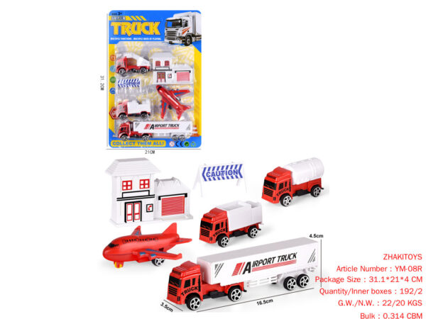 Slide Set fire truck 3 cars 1 plane 1 barricade 1 house