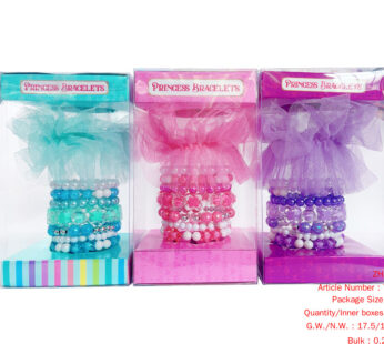 Bracelet box (7 bracelets 1 a stretch line puffy yarn) pink blue purple 3COLOR