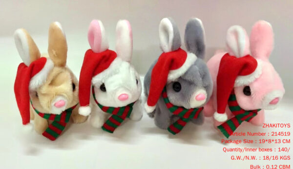 Christmas Hat Short-Haired Rabbit (4-Color Mixed)