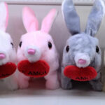 Singing Walking Flash Cloth Velvet Love Long-Haired Rabbit (4 Colors Mixed)