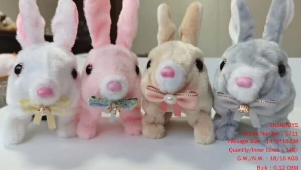 Short-Haired Rabbit with Bead Bow Knot (4 Colors Mixed)