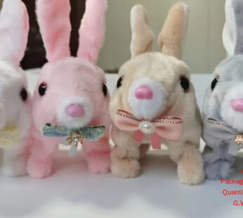 Long-Haired Rabbit with Bead Bow Knot (4 Colors Mixed)