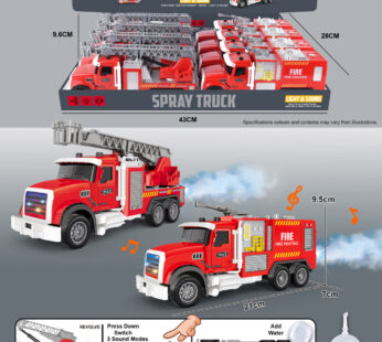 Friction/lights/music/spray fire truck (with water bottle)