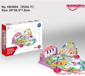 (GCC) Пианино-коврик с фитнес-дугой, свет и музыка (розовый)